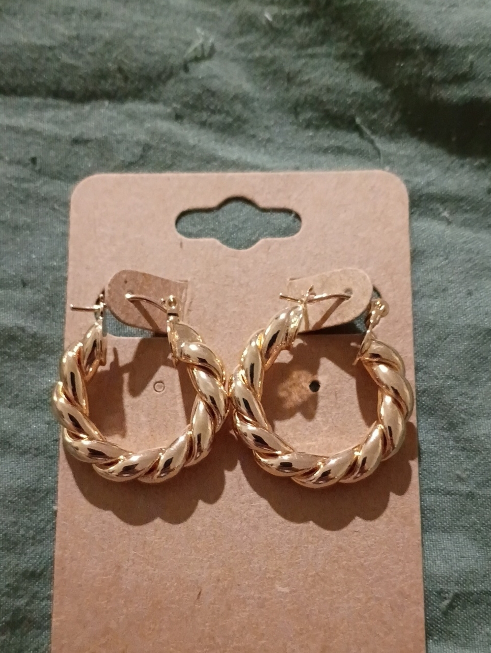 Gold Twisted Hoop Earrings - Women's Jewelry
